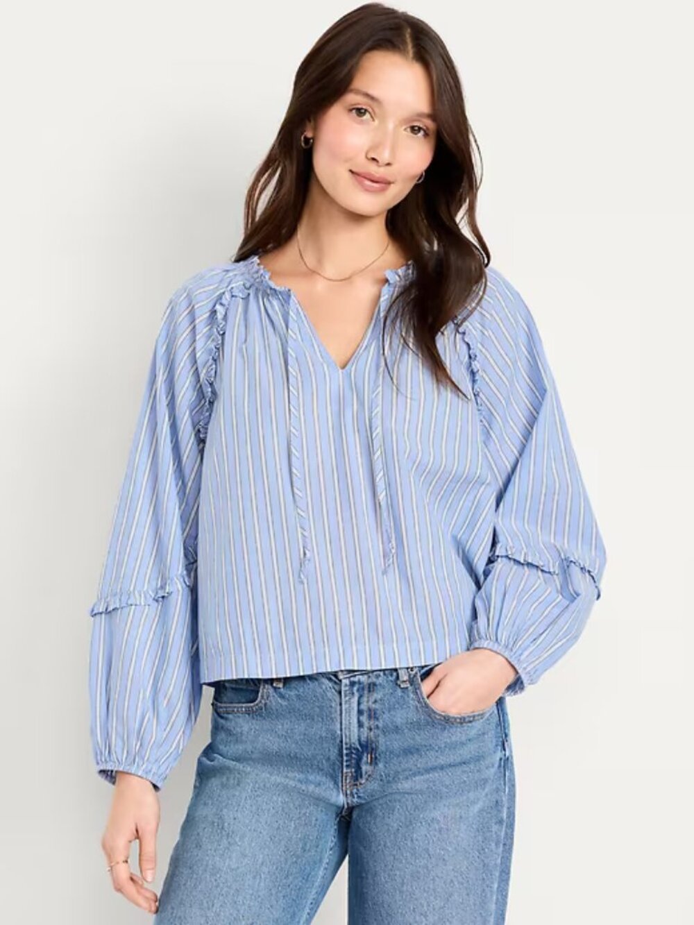NWT Old Navy Long Sleeve Ruffle Trim Top